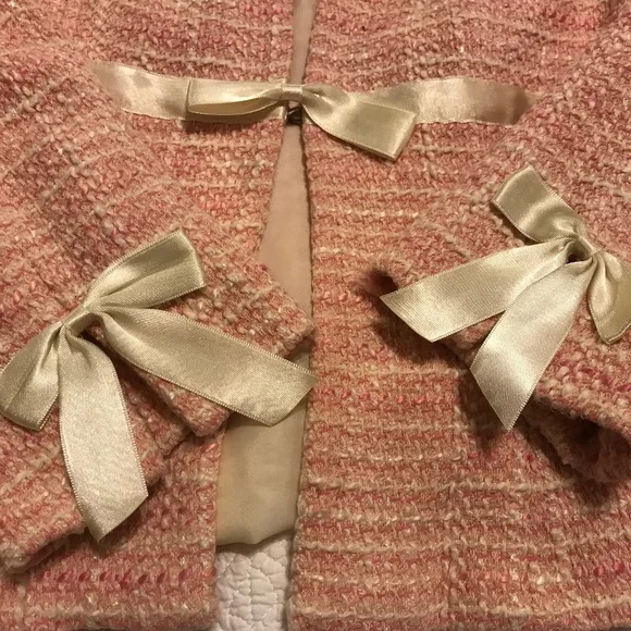Adorable pink & cream tweed Liz Claiborne blazer with ribbons & bows (12) - Picture 8 of 16
